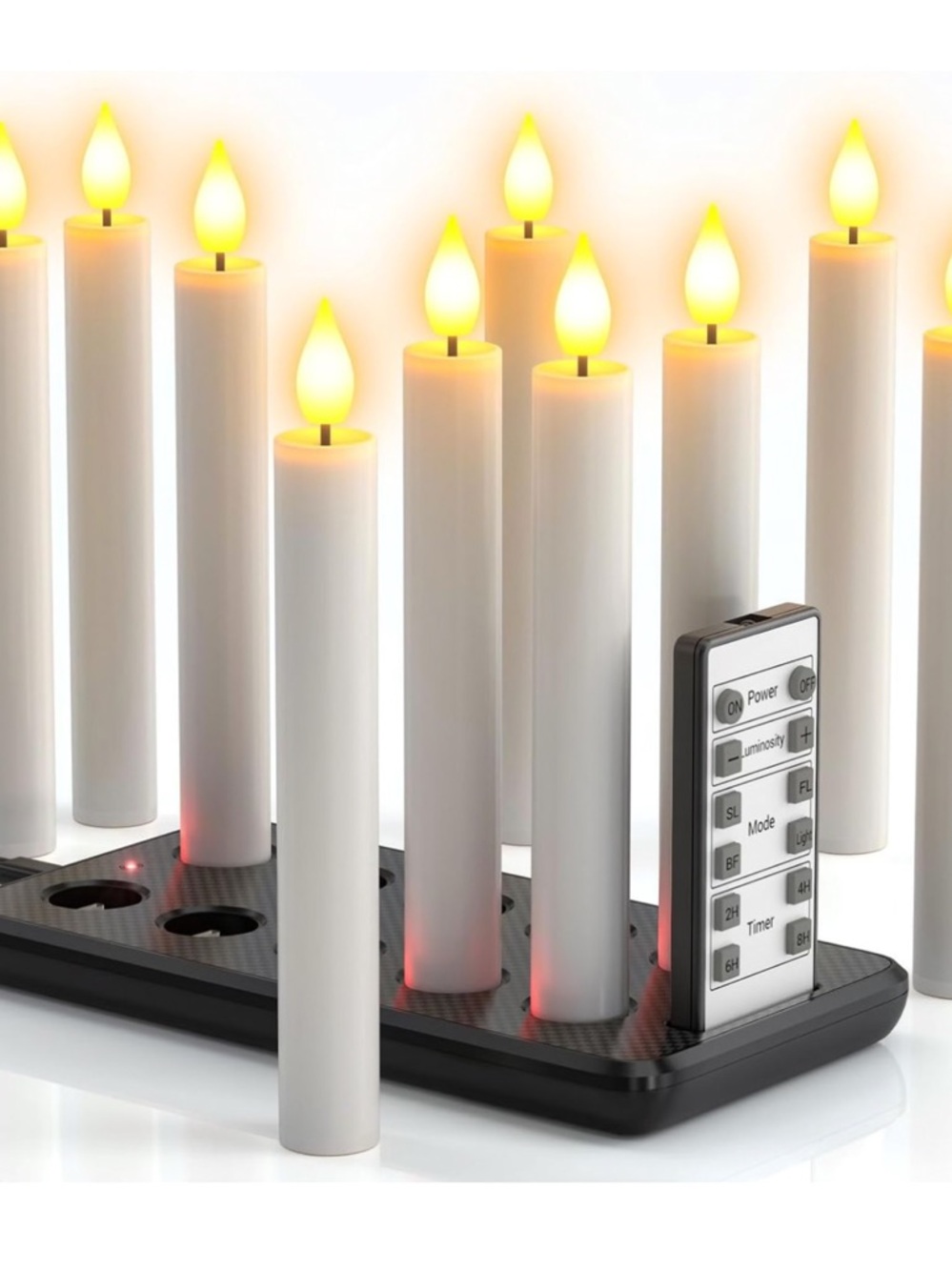 Battery-Operated White LED Flameless Candle Set with Remote